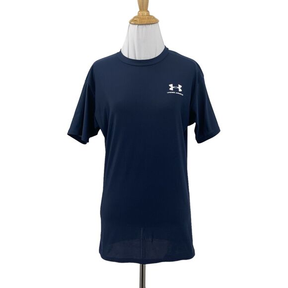 Under Armour T Shirt Womens XL Extra Large Navy Blue Short Sleeve Gym Fitness - Picture 1 of 16
